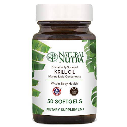 Natural Nutra Krill Oil 500mg with Astaxanthin, Omega 3 Fatty Acids, Cognitive Health, Joint Health, Pure Antarctic Marine Source, EPA and DHA, Whole Body Health, Gluten Free, 30 Softgels