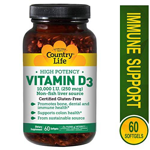 Vitamin D3 10000 IU Country Life 60 Softgel