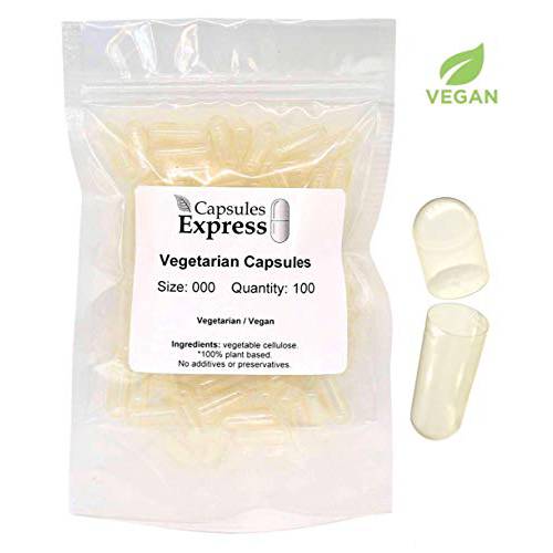 XPRS Nutra Size 000 Clear Empty Vegan Capsules 100 Count - Vegetarian/Vegetable Pill Capsule - DIY Supplement Filling