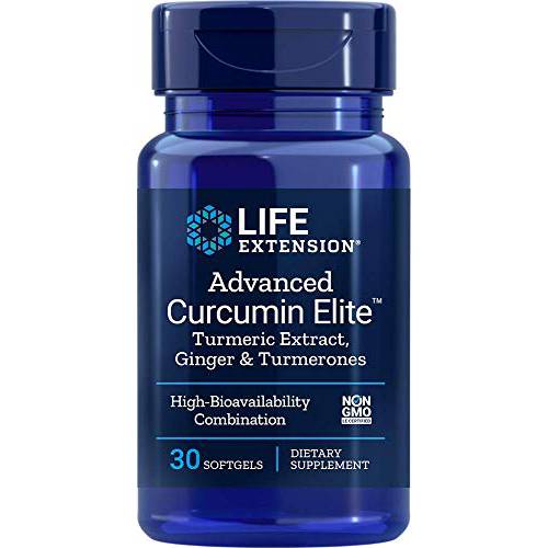 Life Extension Advanced Curcumin Elite Turmeric Extract, Ginger & Turmerones – For Healthy Inflammatory & Immune Response and Cardiovascualr & Brain Health – Gluten-Free, Non-GMO – 30 Softgels