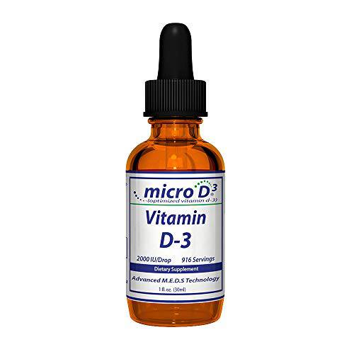 Nutrasal Micro D3 Vitamin D-3 Drops - High Concentrate (2 Million IU’s) Vitamin D3 with Nano Technology and Up to 10X More Absorption -1 oz (30 ml)