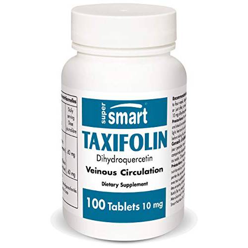 Supersmart - Taxifolin 60 mg Per Day (Dihydroquercetin) - Extract from Scots Pine for Vascular Protection & Antioxidant (Russian) | Non-GMO & Gluten Free - 100 Tablets