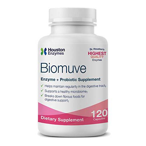 Houston Enzymes – Biomuve – 90 Capsules – Professionally Formulated to Maintain Regularity & Healthy Bowel Movements – Unique Combination of Enzymes, Probiotics, Prebiotics & Botanicals
