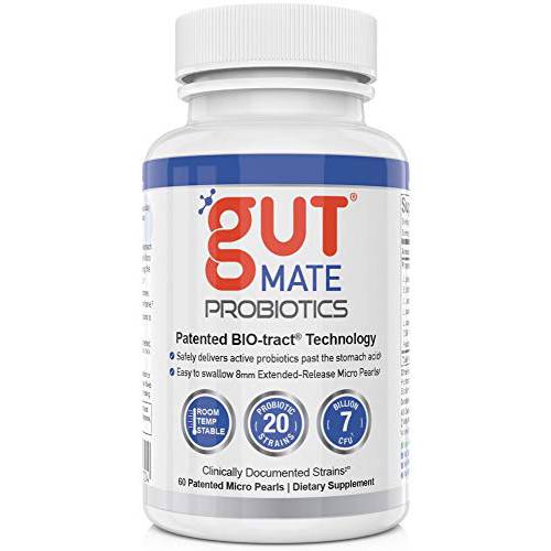 Gut Mate® Probiotics - Clinically documented Strains - GutMate 15x More Effective Than Standard Capsules- Patented BIO-Tract® Micro Pearls - Vegan, Vegetarian, Dairy-Free - Room Temp Stable
