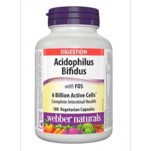 Webber Naturals Acidophilus with Bifidus & FOS, 180 caps