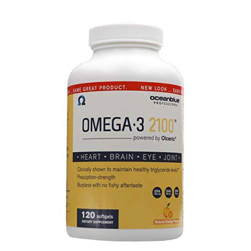 Oceanblue Omega-3 2100 – 120 ct – High-Potency Omega-3 Fish Oil Supplement – Orange Flavor (60 Servings)