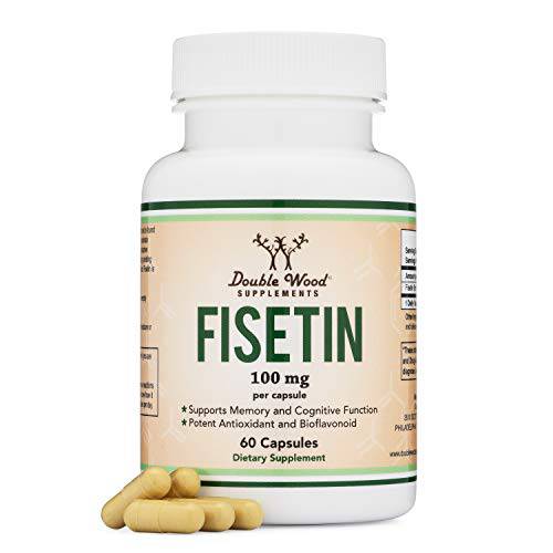 Fisetin Supplement - 100mg of Bioactive Flavnonols, 60 Count (Natural Bioflavonoid Polyphenols Supplement Similar to Apigenin, Luteolin, and Quercetin) Aging Support Senolytic by Double Wood