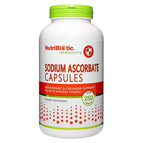 Nutribiotic - Sodium Ascorbate Buffered Vitamin C Capsules, 250 Ct | Vegan, Non-Acidic & Easier on Digestion Than Ascorbic Acid | Essential Immune Support & Antioxidant Supplement | Gluten & GMO Free