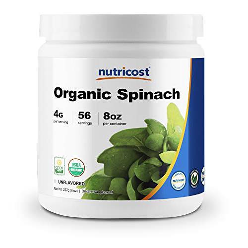 Nutricost Organic Spinach Powder 8oz (1 Gram Per Serving) - Certified USDA Organic, Premium Non-GMO Spinach Powder