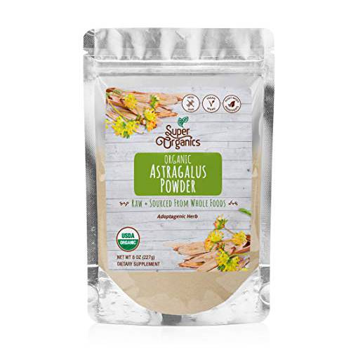 Super Organics Astragalus Root Powder | Natural Stress Support – Vegan, Gluten-Free & Non-GMO, 8 Oz