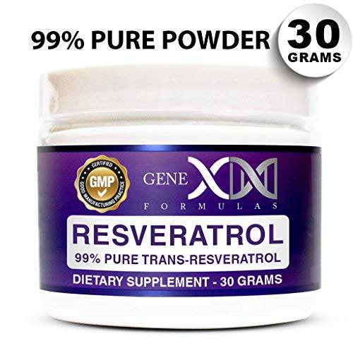 GENEX 99% Micronized Trans-Resveratrol Powder - 1000mg | Pure Organic Pharmaceutical Grade Trans-Resveratrol Powder for Healthy Aging and Cardiovascular Support, GMP Certified, 30g Jar, 30-Day Supply