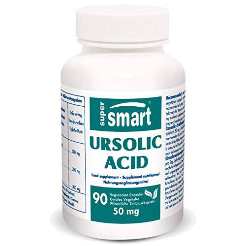 Supersmart - Ursolic Acid 300 mg - Rosemary Leaf Extract - Promotes Muscle Mass & Strength & Skin Elasticity | Non-GMO & Gluten Free - 90 Vegetarian Capsules