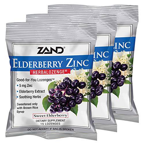 Zand Immunity Elderberry Zinc HerbaLozenge | Immune Support Throat Drops | No Cane Sugar or Corn Syrup | 15 Lozenges