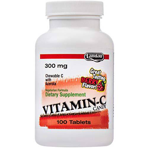 Landau Chewable Vitamin C Candy 300 Mg. Great Tasting Berry Flavor (250 Count)