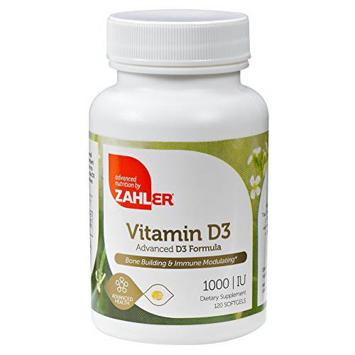 Zahler Vitamin D3 1,000IU, Vitamin D Supporting Bone Muscle Teeth and Immune System, Certified Kosher, 250 Softgels