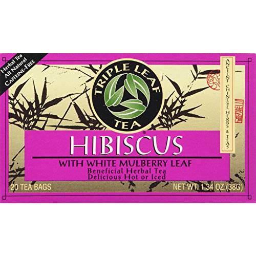 Triple Leaf Tea Bags Hibiscus White Mulberry, 20 Count