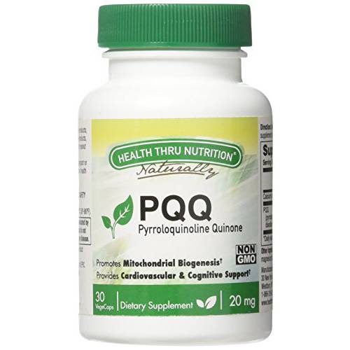 Health Thru Nutrition PQQ 20mg Pyrroloquinoline Quinone as PureQQ | Promotes Mitochondrial Biogenesis | Vegan Certified, Non-GMO Gluten Free (Pack of 60)