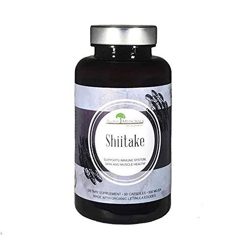 Aloha Medicinals - Pure Shiitake - Certified Organic Mushrooms – Lentinula Edodes – Health Supplement – Supports Cardiovascular, Skin and Brain Function 525mg - 90 Vegetarian Capsules
