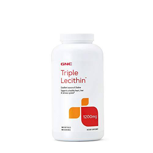 GNC Triple Lecithin 1200mg | Supports a Healthy Heart, Liver and Nervous System | 180 Softgels