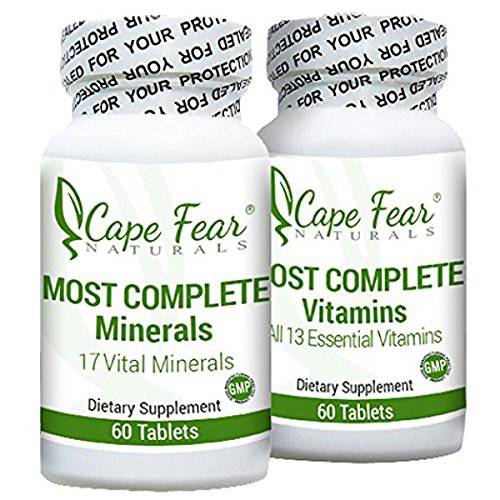 Cape Fear Naturals Most Complete Minerals & Vitamins Combo - Includes 13 Vitamins & 17 Minerals - 60 caplets Each (2 Month Supply) - with Vitamin A, C, D3, E & Zinc for Immunity