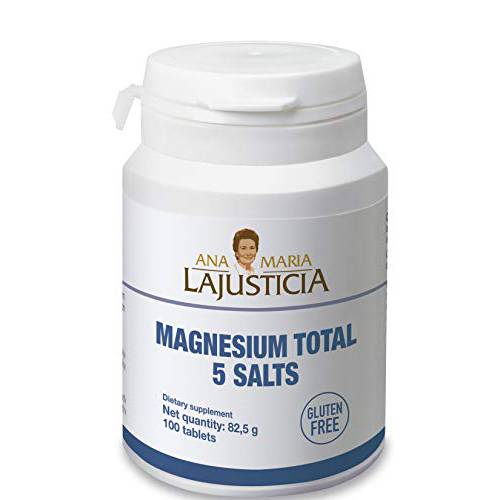 ANA MARIA LAJUSTICIA Magnesium Total 5 Salts 100 Tablets, Supports Energy Metabolism, Normal Protein Synthesis, Psychological Function. Helps to Reduce Tiredness and Fatigue