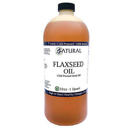Flaxseed Oil - 100% Pure Flax Seed Oil - 0 Additives - 0 Fillers - Cold Pressed - Unrefined, 32 Oz