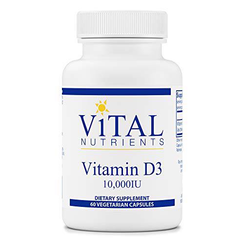 Vital Nutrients - Vitamin D3 - Supports Calcium Absorption and Bone Health - 60 Vegetarian Capsules per Bottle - 10,000 IU