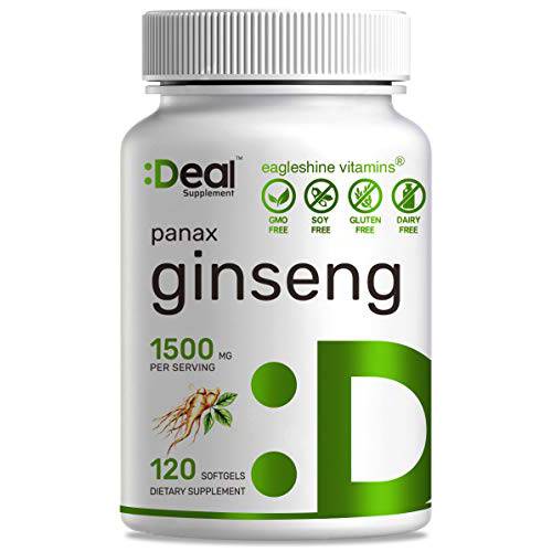 Korean Red Panax Ginseng Softgels 1500mg, 120 Counts, Standardized to 15% Ginsenosides, Support Immune, Energy & Mental Health - Advanced Ginseng Supplement