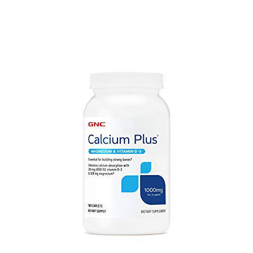 GNC Calcium Plus Magnesium & Vitamin D-3 1000 mg - 180 Caplets