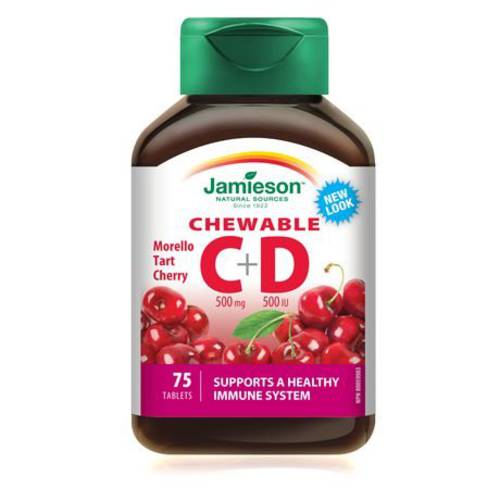 Jamieson Vitamin C + D Chewable, 75 tabs