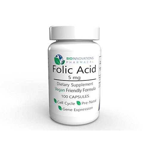 Bio-Innovations Pharmacal Folic Acid 5mg (Vitamin B9 Folate) 100 Vegan Capsules