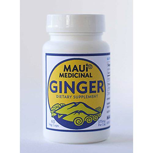 Ginger 60 Veggie Capsules - 375 mg per Capsules Grown organically in Hawaii USA