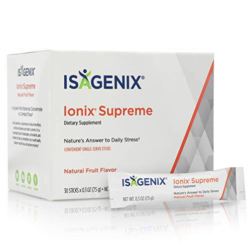 Isagenix Ionix Supreme - Drink with Niacin, Vitamin B12, Vitamin B6 and Ribflavin to Help Fight Stress - 225 Grams - 30 Packets (Natural Fruit Flavor)