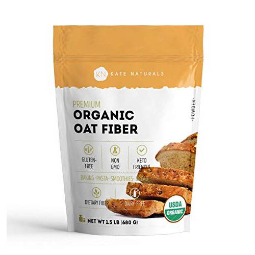 Kate Naturals Oat Fiber Powder for Baking & Keto (1.5 lbs) USDA Organic Fiber Supplement Powder, 100% Natural, Gluten-Free, Non-GMO. High in Fiber for Low Carb Keto. Natural Fiber Choice.