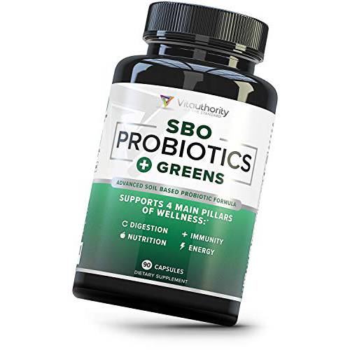 SBO Probiotic + Organic Greens Superfood Blend: Vegan Probiotics 50 Billion CFUs Per Serving + Organic Spirulina, Kale, Broccoli, Spinach for Improved Digestion and Immunity, Shelf-Stable Supplement
