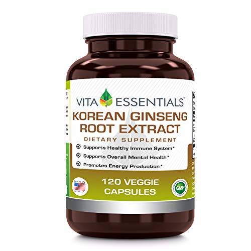 Vita Essentials Korean Ginseng Root Extract Veggie Capsules, 120 Count