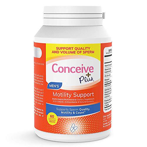 Conceive Plus Motility Male Fertility Supplement – Sperm Count Booster + Zinc, Ginseng, Q10, Vitamin D, Antioxidants, 60 Capsules, 30 Day Supply