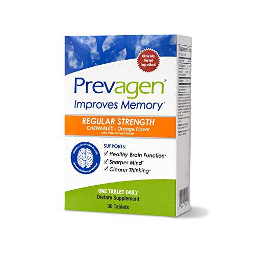 Prevagen Improves Memory - Regular Strength 10mg, 30 Chewables |Orange| with Apoaequorin & Vitamin D & Prevagen 7-Day Pill Minder | Brain Supplement for Better Brain Health