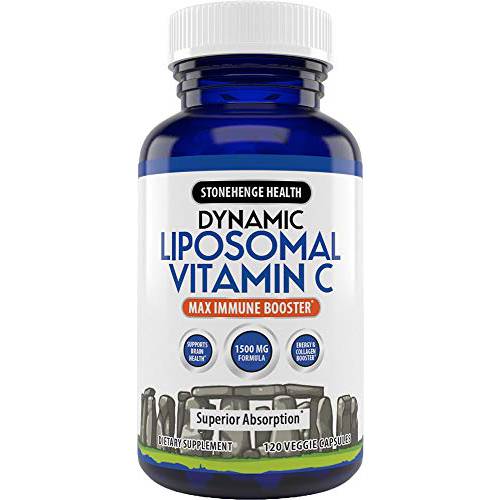 Dynamic Liposomal Vitamin C 1500mg - 60 Capsules - Advanced Formula - Non-GMO Sunflower Lecithin - High Absorption & Fat-Soluble, Supports Immune System and Collagen Booster - Powerful Antioxidant