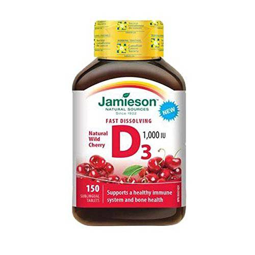 Jamieson Vitamin D3 1,000 IU Fast-Melting Natural Wild Cherry, 150 tabs