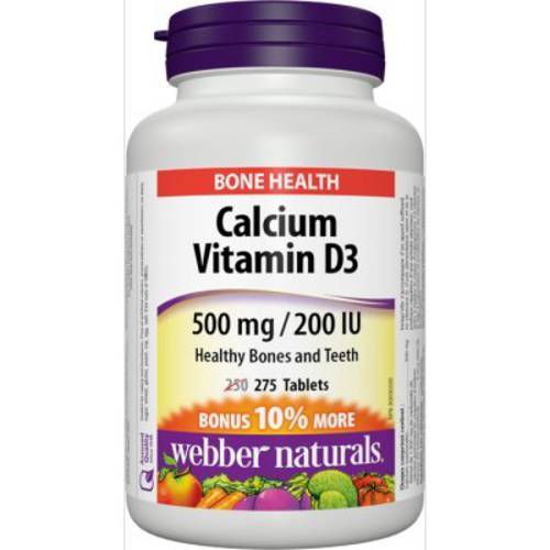 Webber Naturals Calcium Carbonate 500mg with Vitamin D3 200iu, 275 Tabs Bonus Pack
