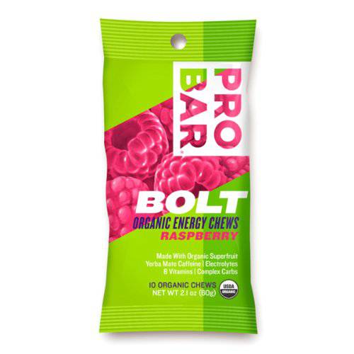 PROBAR Bolt Organic Energy Chews, Raspberry, 2.1 oz (Pack of 12)