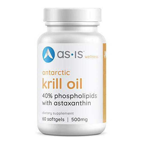 500mg Antarctic Krill Oil | 60 Softgels | Phospholipid Bound Omega-3s EPA & DHA | Naturally High in Powerful Antioxidant Astaxanthin | No Fishy Reflux | by as-is