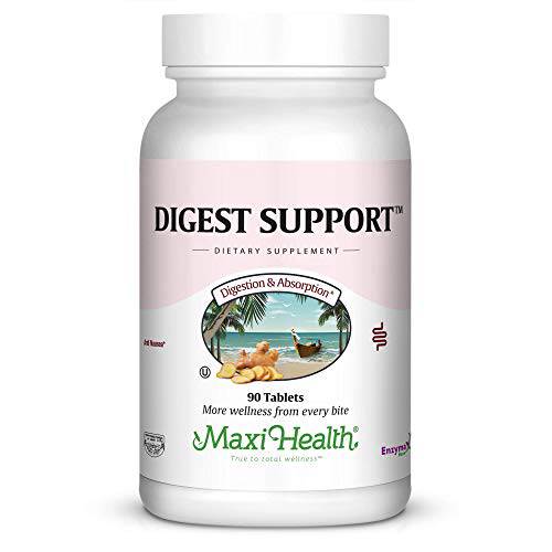 Maxi Health Digest Support - Herbal & Enzyme Complex - Protein Digestion - 90 Tablets - Kosher