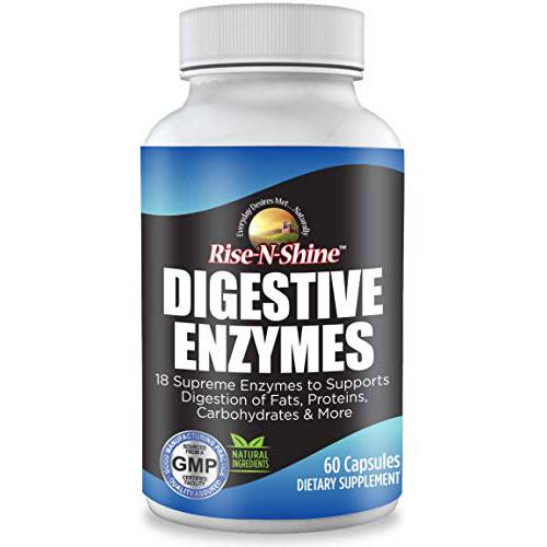 EVERYDAY DESIRES MET . . . NATURALLY RISE-N-SHINE Digestive Enzyme Vitamin Supplement with Probiotics- 30 Vegetable Capsules