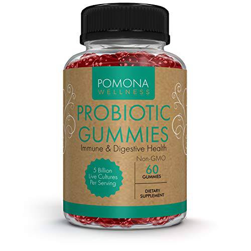 Pomona Wellness Probiotic Gummies for Adults to Help Support Digestion, Gas, Constipation & Diarrhea Relief, Bacillus Subtilis 5 Billion CFU, USDA Organic, Vegan, Non-GMO, 60 Gummy Probiotics
