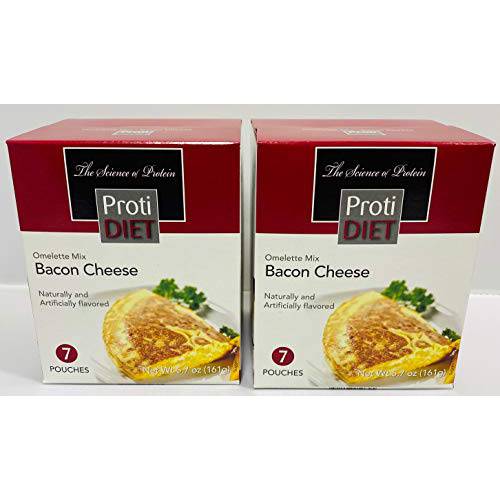 2 Box Pack (14 Servings) Protidiet Bacon Cheese Omelet Breakfast Nutritional Protein Supplement | Low Calorie, Low Carbs, Low Trans Fat - Great for Dieting and Post Workout