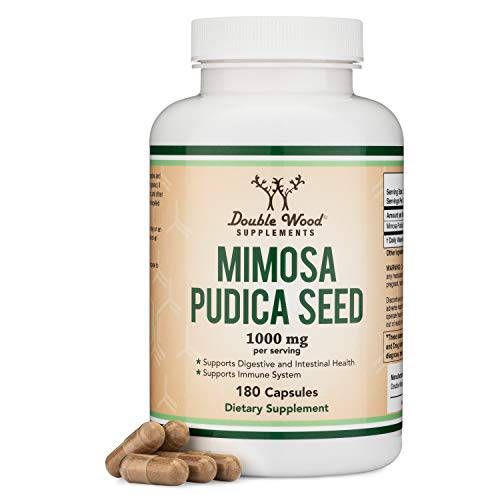 Mimosa Pudica Seed Capsules (180 Capsules, 3 Month Supply) 1000mg per Serving for Intestinal and Digestive Support for Adults, Manufactured and Tested in The USA by Double Wood Supplements