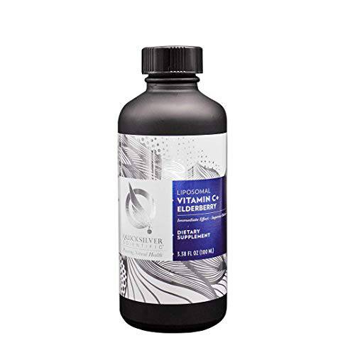 Quicksilver Scientific Liposomal Vitamin C + Elderberry - Immune Support Liquid Elderberry Supplement with Vitamins C + E Antioxidant, (3.38oz / 100ml)