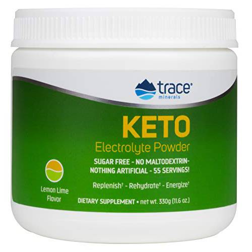 Trace Minerals | Keto Electrolyte Powder | Sugar Free, Full Spectrum | Avoid Dehydration, Muscle Cramps, for Energy and Endurance | Gluten Free, Vegan | Lemon Lime | 55 Servings